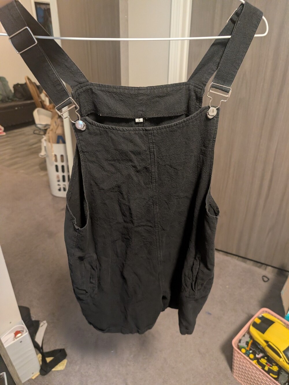 Amazon Black Linen-Texture Overall Jumpsuit